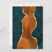 ティール(緑がかった色)大理石、焦げたオレンジ&金ゴールドアガテリハーサル 招待状 (裏面)