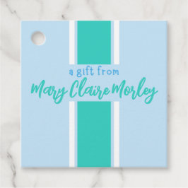 ティール（緑がかった色）太ストライプい名 フェイバータグ