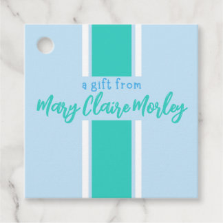 ティール（緑がかった色）太ストライプい名 フェイバータグ