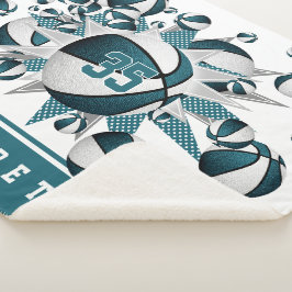 ティール（緑がかった色）女子スポーツバスケットボールのスター シェルパブランケット