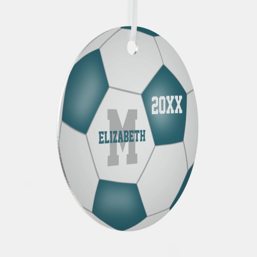 ティール(緑がかった色)女子男子校のチームカラー メタルオーナメント (正面右)