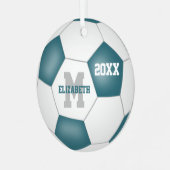 ティール（緑がかった色）女子男子校のチームカラー メタルオーナメント (正面左)