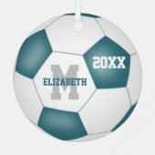 ティール（緑がかった色）女子男子校のチームカラー メタルオーナメント (裏面)