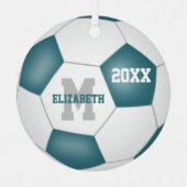 ティール（緑がかった色）女子男子校のチームカラー メタルオーナメント (正面)