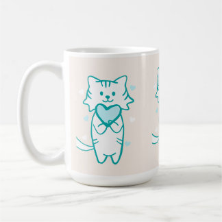 ティール(緑がかった色)子猫 コーヒーマグカップ