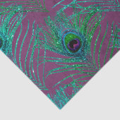 ティール(緑がかった色)孔雀の羽を紫色のデコパージュに 薄葉紙 (詳細)