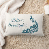 ティール(緑がかった色)孔雀はっきりしたスタイリッシュアールデコデザイン ランバークッション (ブランケット)