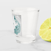 ティール(緑がかった色)孔雀パーソナライズされたショットガラス ショットグラス (右)