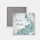 ティール(緑がかった色)孔雀パーソナライズされた磁石 マグネット (正面/裏面)