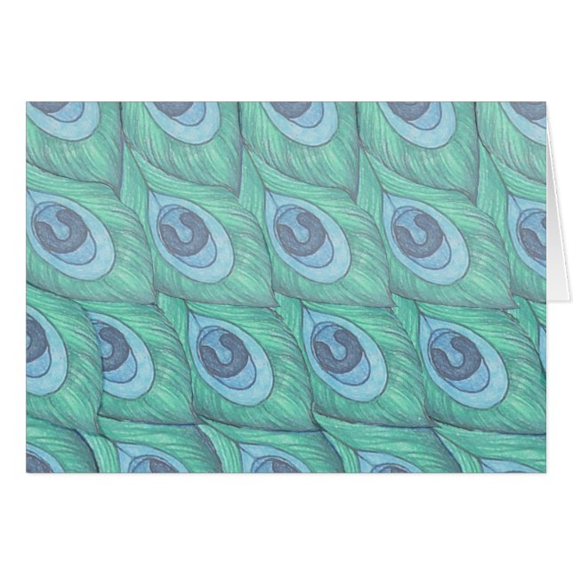 ティール（緑がかった色）孔雀フェザーパターンデザイン (正面横)