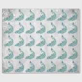 ティール(緑がかった色)孔雀リーフつる植物結婚ズラッピング紙 ラッピングペーパー (フラット)