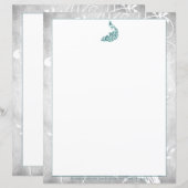 ティール（緑がかった色）孔雀文具 (正面/裏面)