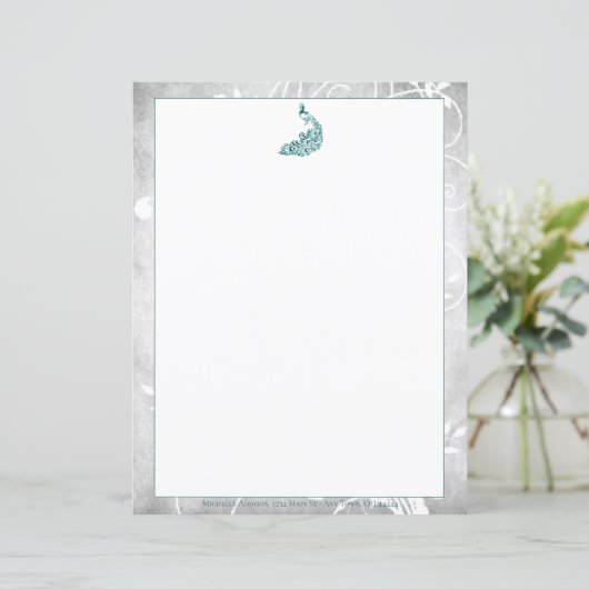 ティール（緑がかった色）孔雀文具 (スタンド正面)