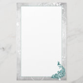 ティール（緑がかった色）孔雀文具 便箋 (裏面)