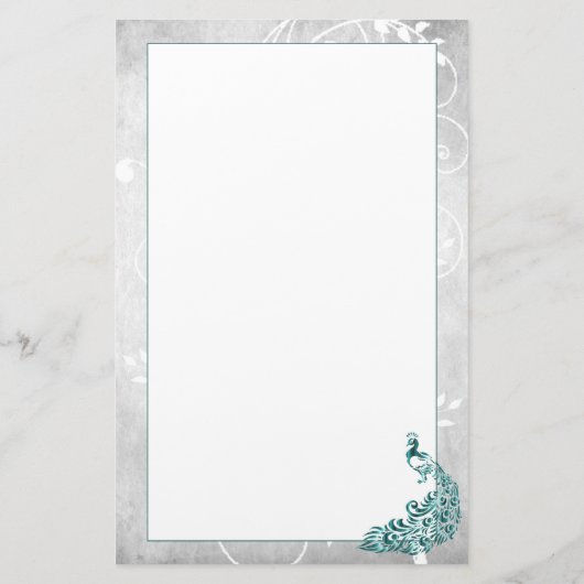 ティール（緑がかった色）孔雀文具 便箋 (裏面)