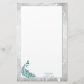 ティール（緑がかった色）孔雀文具 便箋 (正面)