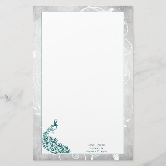 ティール(緑がかった色)孔雀文具 便箋 (正面)