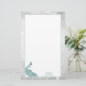 ティール（緑がかった色）孔雀文具 便箋 (スタンド正面)