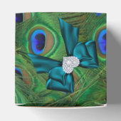 ティール（緑がかった色）孔雀結婚式の引き出物箱 フェイバーボックス (上部)