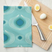 ティール(緑がかった色)孔雀 キッチンタオル (四つ折り)