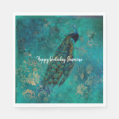 ティール（緑がかった色）孔雀 スタンダードランチョンナプキン (正面)