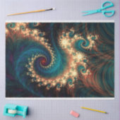 ティール（緑がかった色）宝石フラクタル抽象芸術1デクページ 薄葉紙 (クラフト)