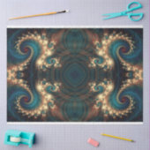ティール(緑がかった色)宝石フラクタル抽象芸術2デクページ 薄葉紙 (クラフト)