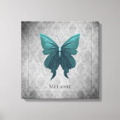 ティール（緑がかった色）宝石蝶 キャンバスプリント (正面)