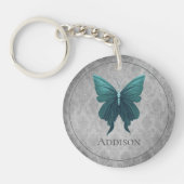 ティール（緑がかった色）宝石蝶 キーホルダー (正面)