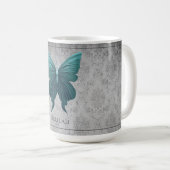 ティール(緑がかった色)宝石蝶 コーヒーマグカップ (正面右)