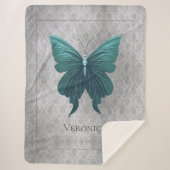 ティール（緑がかった色）宝石蝶 シェルパブランケット (正面)