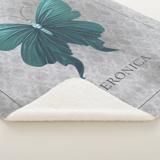 ティール（緑がかった色）宝石蝶 シェルパブランケット (3/4)