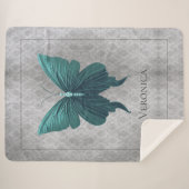 ティール（緑がかった色）宝石蝶 シェルパブランケット (正面(横))