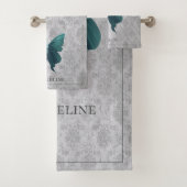 ティール（緑がかった色）宝石蝶 バスタオルセット (インサイチュ)