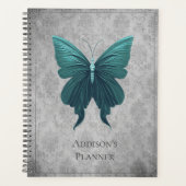 ティール(緑がかった色)宝石蝶 プランナー手帳 (正面)