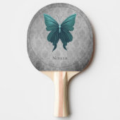 ティール（緑がかった色）宝石蝶 卓球ラケット (正面)
