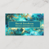 ティール(緑がかった色)宝石(金ゴールド幾何学模様) 名刺 (正面)