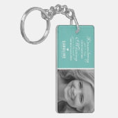 ティール（緑がかった色）家族記念写真追悼キープサケ キーホルダー (正面左)