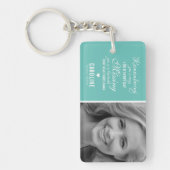 ティール（緑がかった色）家族記念写真追悼キープサケ キーホルダー (正面)