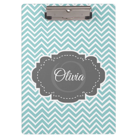 ティール(緑がかった色)山形クリップボパーソナライズされたード クリップボード (正面)