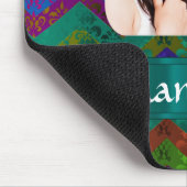 ティール(緑がかった色)山形パーソナライズされた写真テンプレート マウスパッド (コーナー)