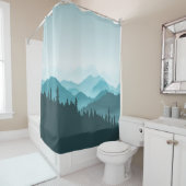 ティール（緑がかった色）山脈 シャワーカーテン (インサイチュ)