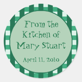 ティール（緑がかった色）市松模様に縁ど缶詰ラベルシール ラウンドシール