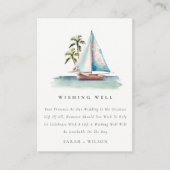 ティール(緑がかった色)帆船パームシースケー結婚プの願い井戸 エンクロージャーカード (正面)