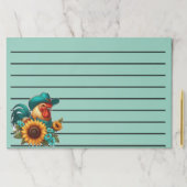 ティール(緑がかった色)帽子とヒマワリ付きオンドリ ペーパーパッド (インサイチュ)