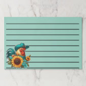 ティール(緑がかった色)帽子とヒマワリ付きオンドリ ペーパーパッド (正面)