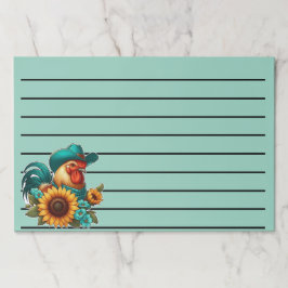 ティール（緑がかった色）帽子とヒマワリ付きオンドリ ペーパーパッド