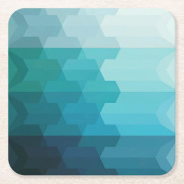 ティール（緑がかった色）幾何カラーブロックコースター スクエアペーパーコースター
