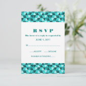 ティール（緑がかった色）幾何三角形の応答カード 出欠カード (スタンド正面)