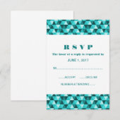 ティール（緑がかった色）幾何三角形の応答カード 出欠カード (正面/裏面)